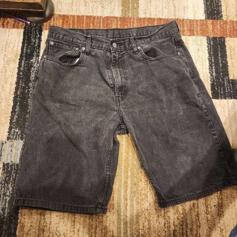 Levi's men's 469 black denim shorts size 36 waist